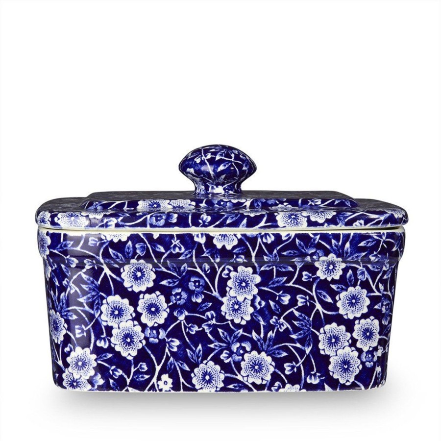 Serving Burleigh Pottery | Blue Calico Butter Dish 400G/1Lb