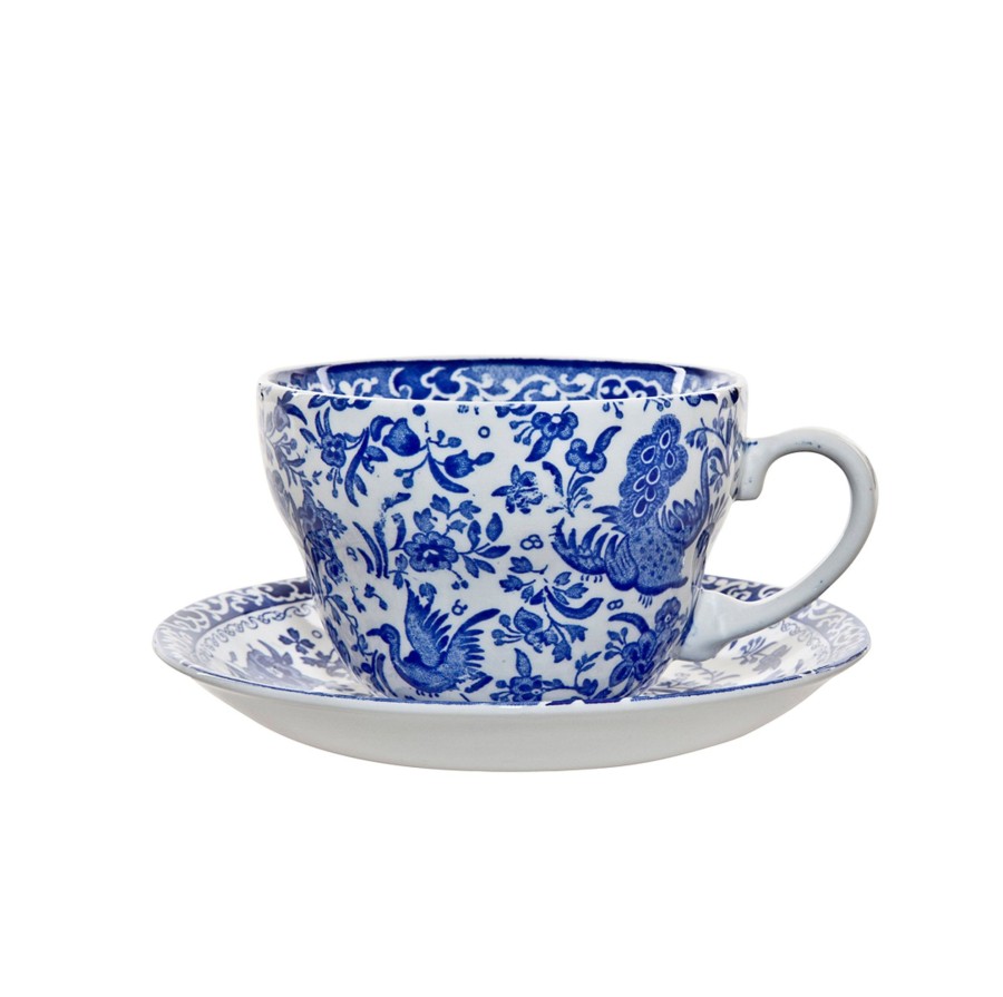 Teacups & Saucers Burleigh Pottery | Blue Regal Peacock Breakfast Cup And Saucer