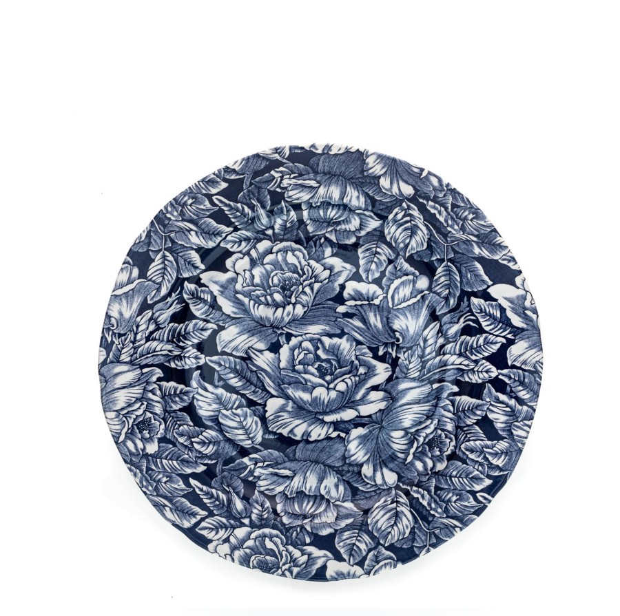 Dinner Plates Burleigh Pottery | Ink Blue Hibiscus Plate 26.5Cm