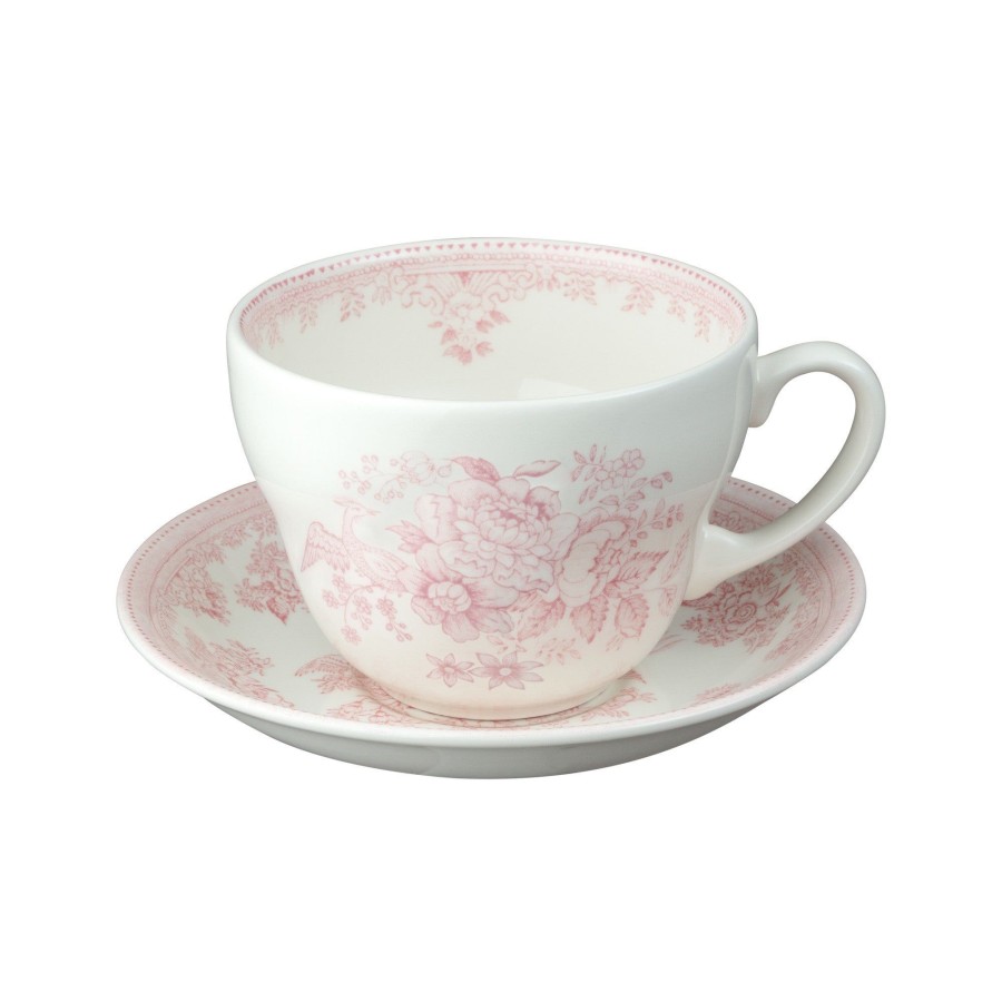 Teacups & Saucers Burleigh Pottery | Pink Asiatic Pheasants Breakfast Cup And Saucer