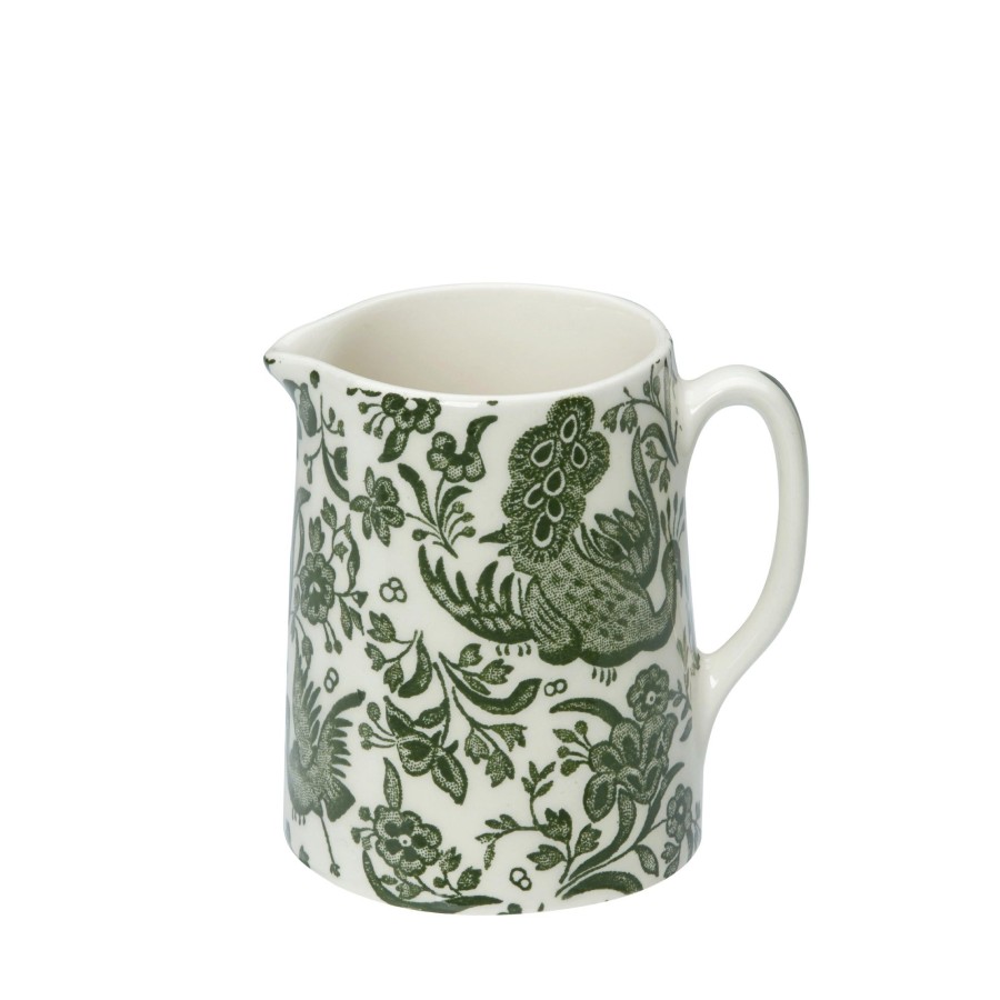 Sugar Bowls & Milk Jugs Burleigh Pottery | Green Regal Peacock Mini Tankard Jug 160Ml/0.25Pt