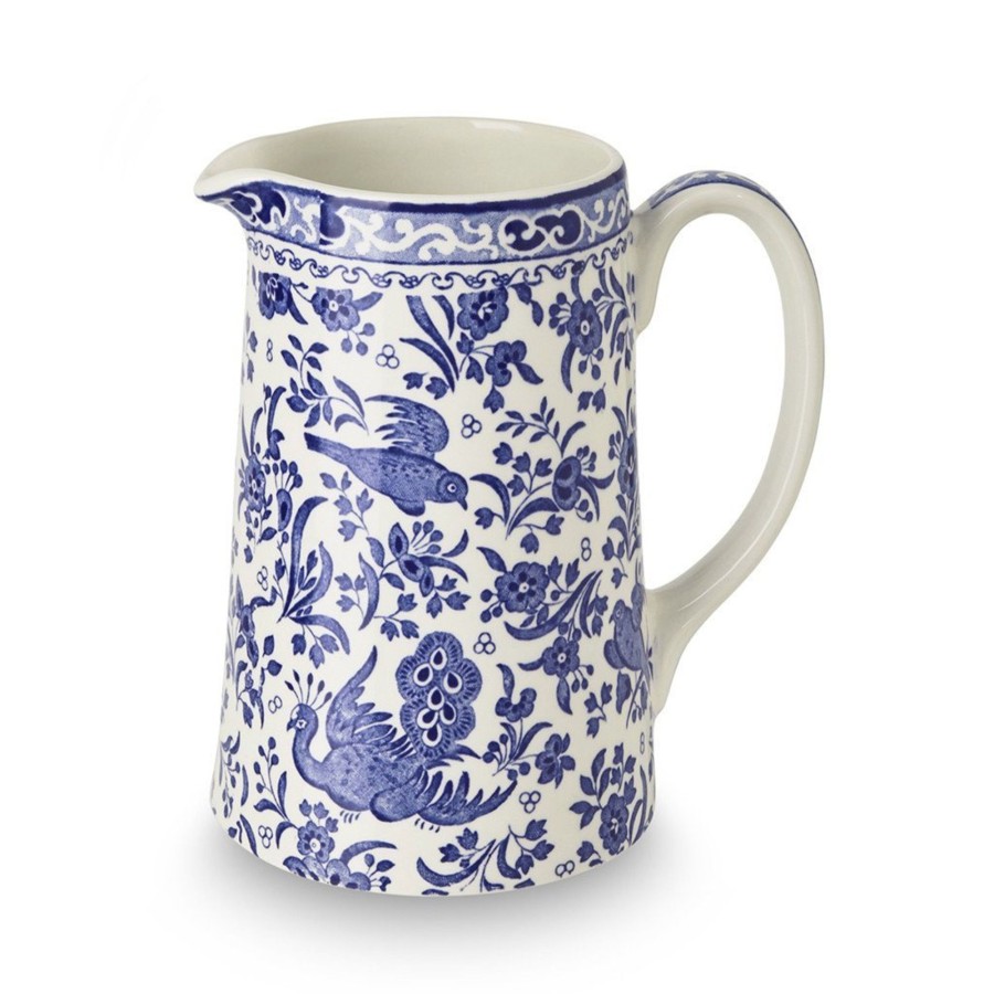 Sugar Bowls & Milk Jugs Burleigh Pottery | Blue Regal Peacock Medium Tankard Jug 568Ml/1Pt