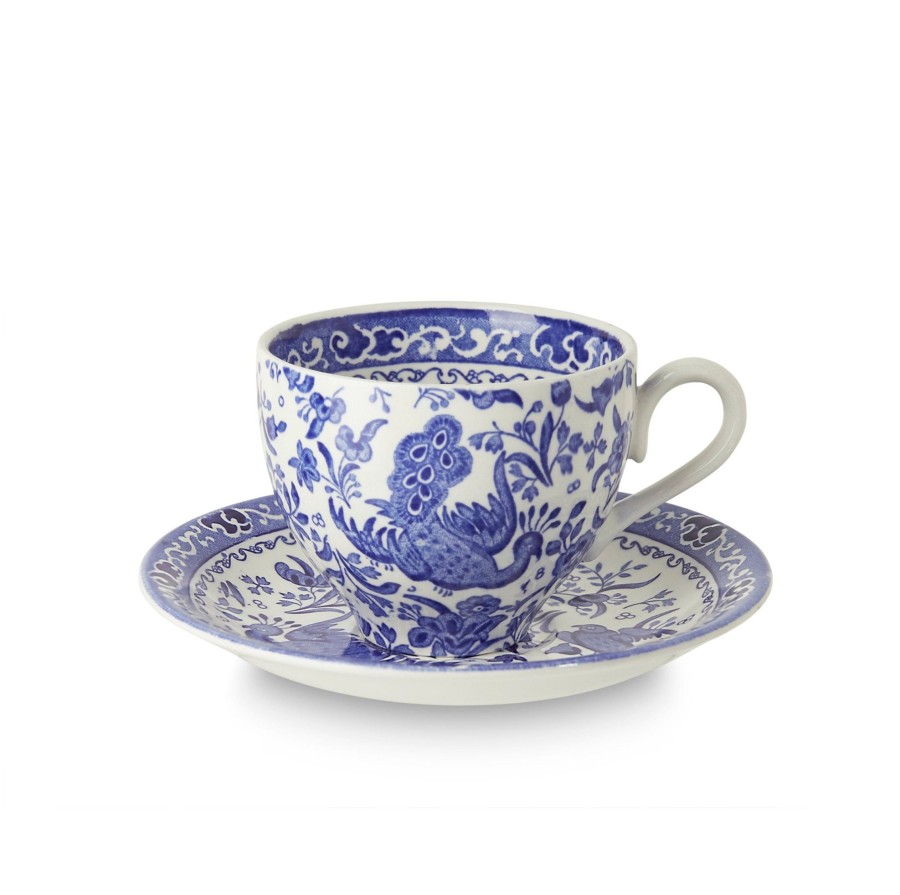 Teacups & Saucers Burleigh Pottery | Blue Regal Peacock Teacup And Saucer