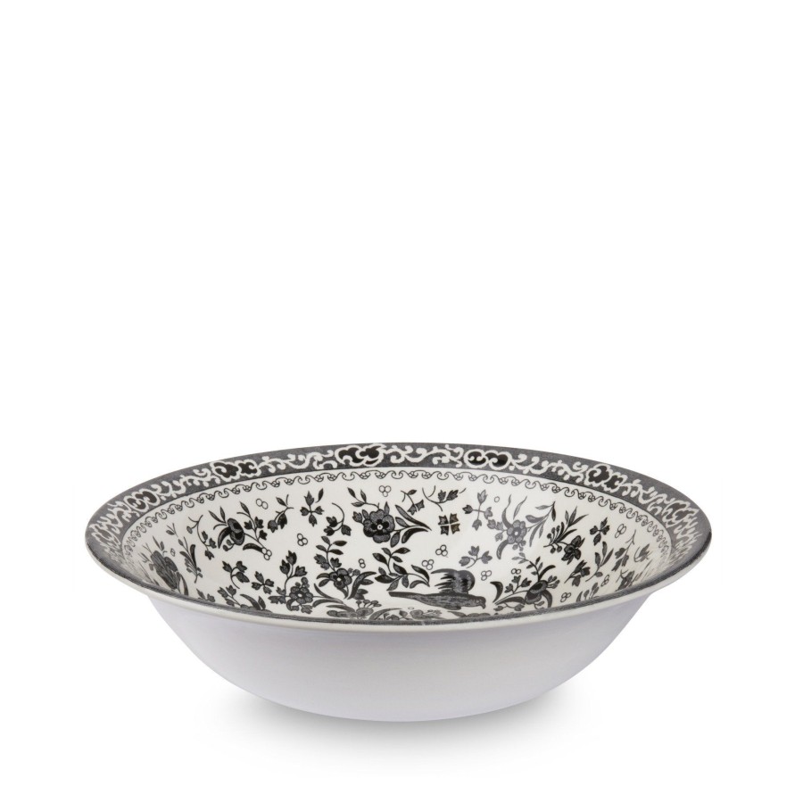 Bowls Burleigh Pottery | Black Regal Peacock Pudding / Soup Bowl 20.5Cm/8"