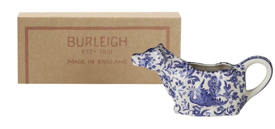 Sugar Bowls & Milk Jugs Burleigh Pottery | Blue Regal Peacock Cow Creamer 150Ml/0.25Pt Gift Boxed