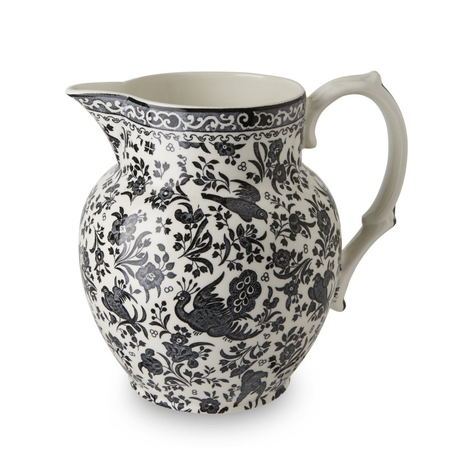 Jugs Burleigh Pottery | Black Regal Peacock Small Etruscan Jug