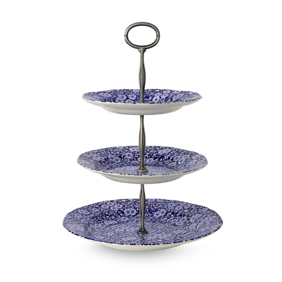 Cake Stands Burleigh Pottery | Blue Calico 3 Tier Cake Stand Gift Boxed (19Cm, 21.5Cm, 26.5Cm)