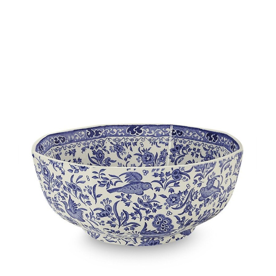 Serving Burleigh Pottery | Blue Regal Peacock Octagonal Bowl Medium 20.5Cm/8"