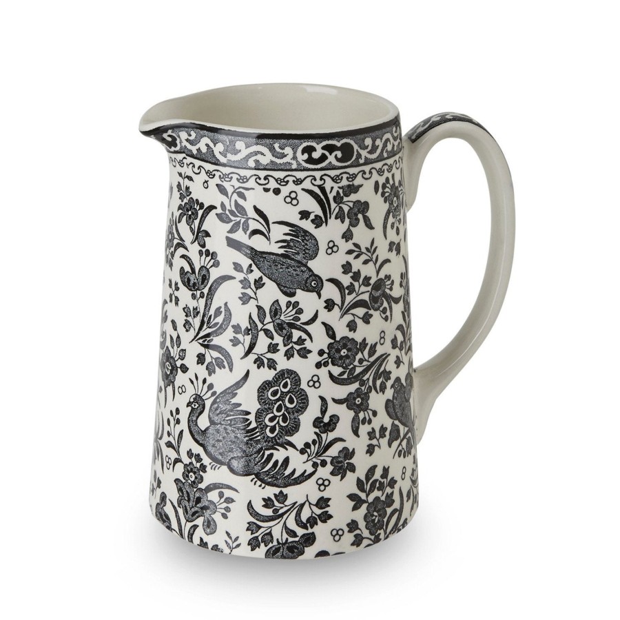 Sugar Bowls & Milk Jugs Burleigh Pottery | Black Regal Peacock Medium Tankard Jug 568Ml/1Pt