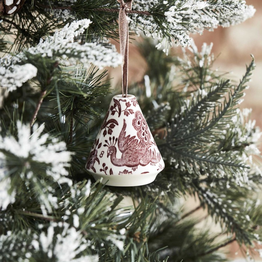 Christmas Decorations Burleigh Pottery | Burgundy Regal Peacock Modeller'S Decoration (Gift Box)