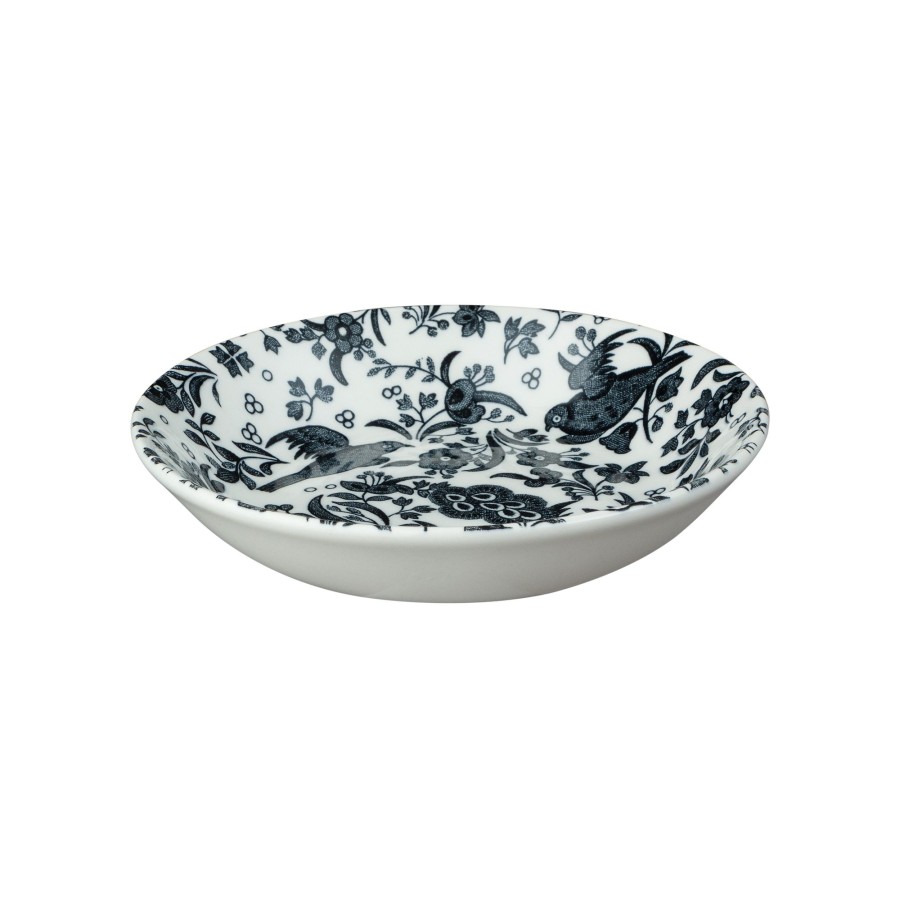 Serving Burleigh Pottery | Black Regal Peacock Butter Pat 12Cm