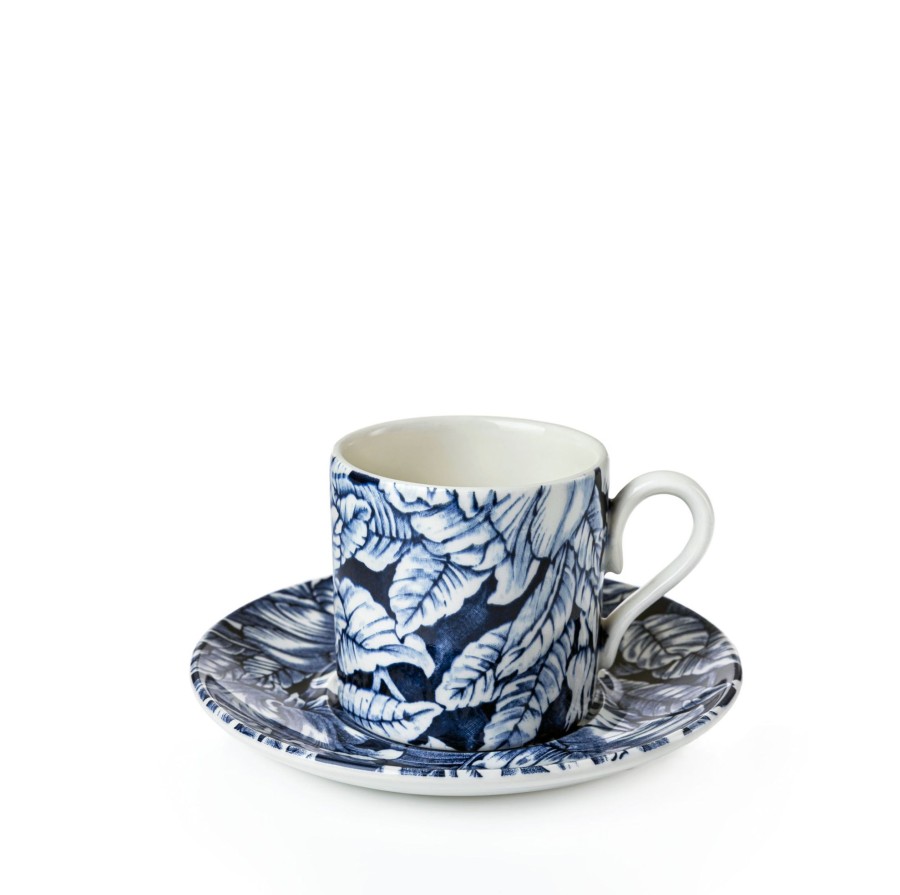 Coffee Cups & Saucers Burleigh Pottery | Ink Blue Hibiscus Coffee Can And Saucer