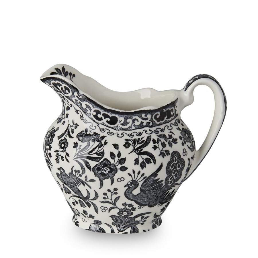 Sugar Bowls & Milk Jugs Burleigh Pottery | Black Regal Peacock Cream Jug 284Ml/0.5Pt