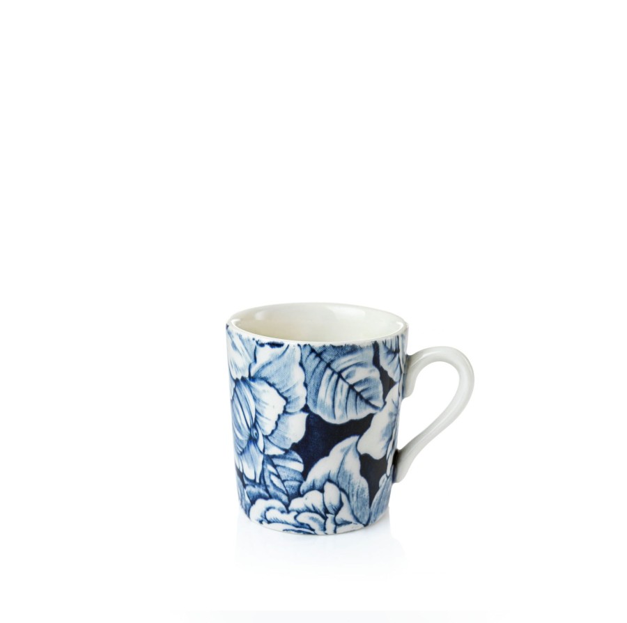 Coffee Cups & Saucers Burleigh Pottery | Ink Blue Hibiscus Espresso Cup 75Ml