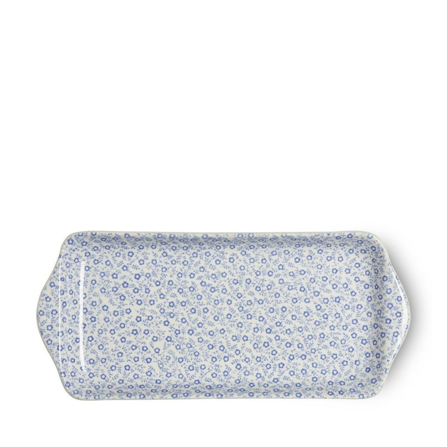 Serving Burleigh Pottery | Blue Felicity Rectangular Tray 28Cm/11"