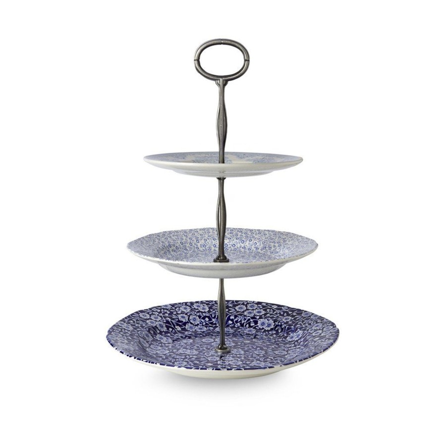 Cake Stands Burleigh Pottery | Blue Asiatic Pheasants / Calico / Felicity 3 Tier Cake Stand Gift Boxe