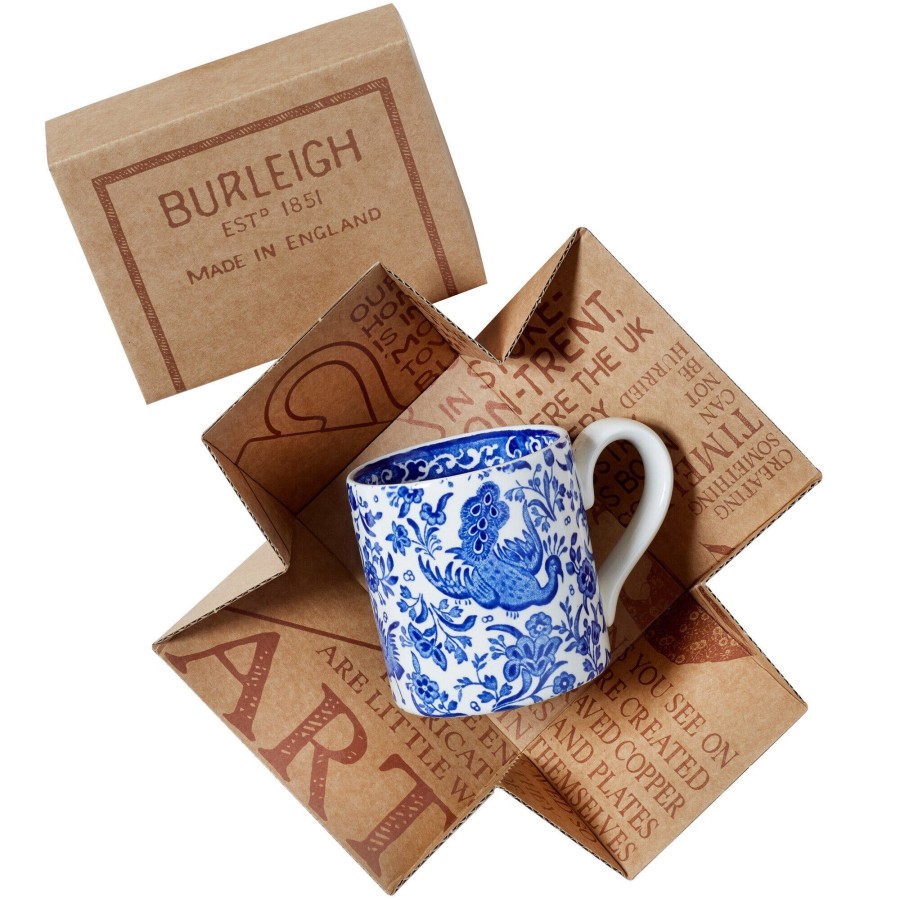 Mugs Burleigh Pottery | Blue Regal Peacock Mug Half Pint 284Ml/0.5Pt, Gift Boxed