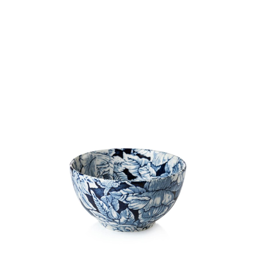 Bowls Burleigh Pottery | Ink Blue Hibiscus Mini Footed Bowl