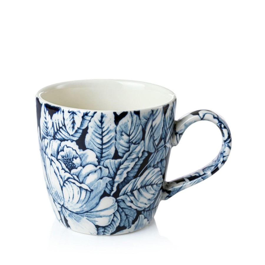 Mugs Burleigh Pottery | Ink Blue Hibiscus Osbourne Mug 300Ml