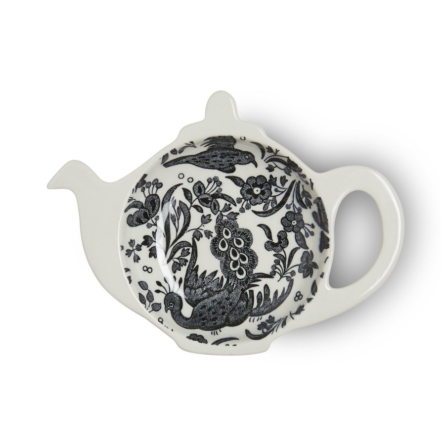 Mini Teapot Trays Burleigh Pottery | Black Regal Peacock Mini Teapot Tray