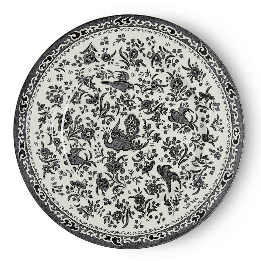 Dinner Plates Burleigh Pottery | Black Regal Peacock Plate 25Cm/10"