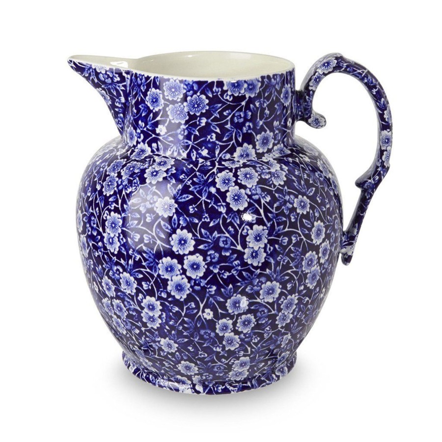 Jugs Burleigh Pottery | Blue Calico Large Etruscan Jug 2.2Ltr/4Pt