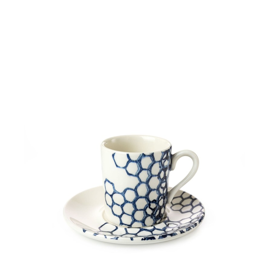 Coffee Cups & Saucers Burleigh Pottery | Ink Blue Pollen Espresso Cup And Saucer