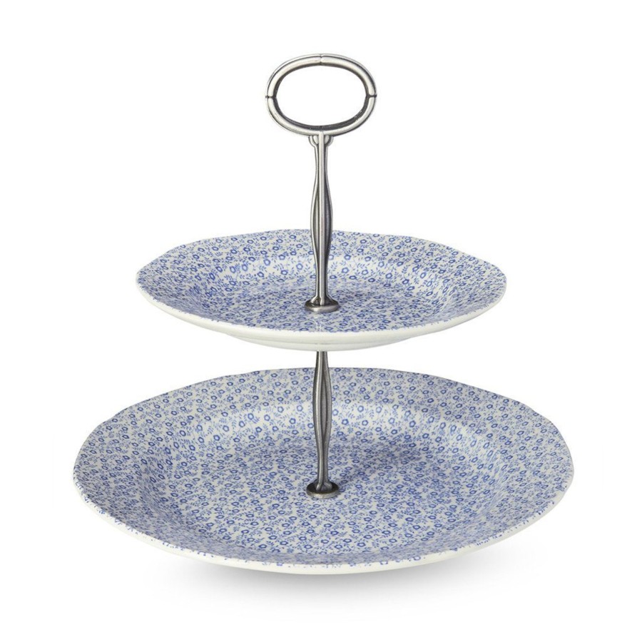 Cake Stands Burleigh Pottery | Blue Felicity 2 Tier Cake Stand Gift Boxed (17.5Cm & 25Cm)