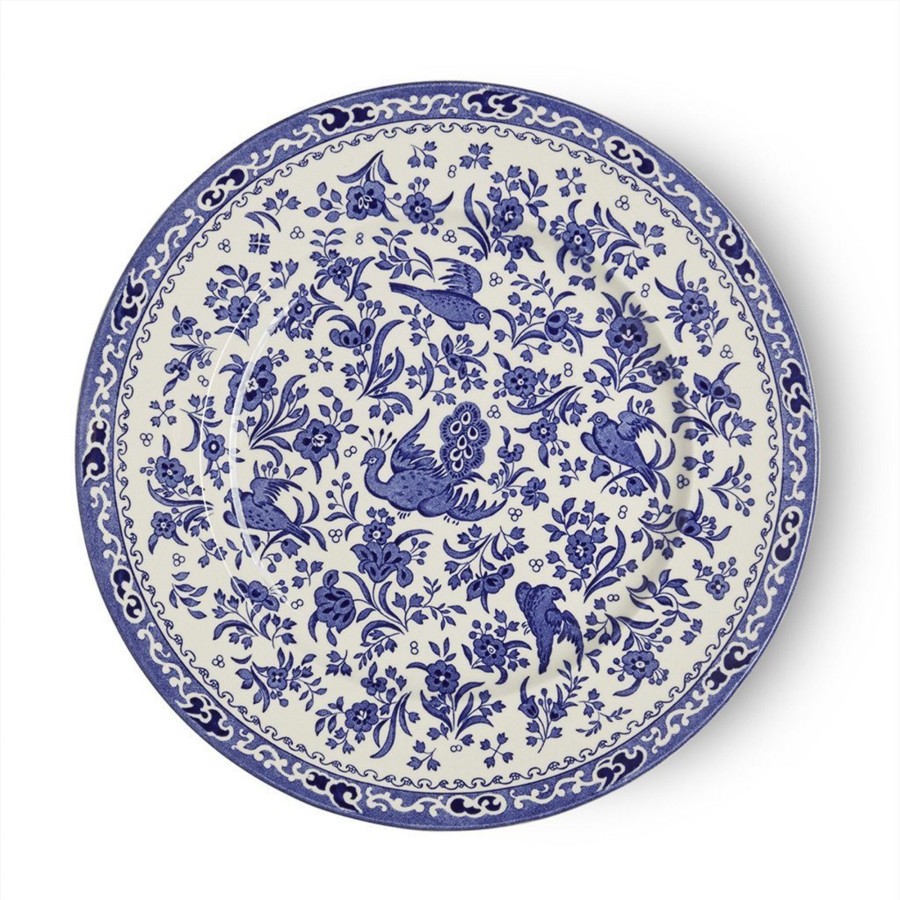 Dinner Plates Burleigh Pottery | Blue Regal Peacock Plate 25Cm/10"