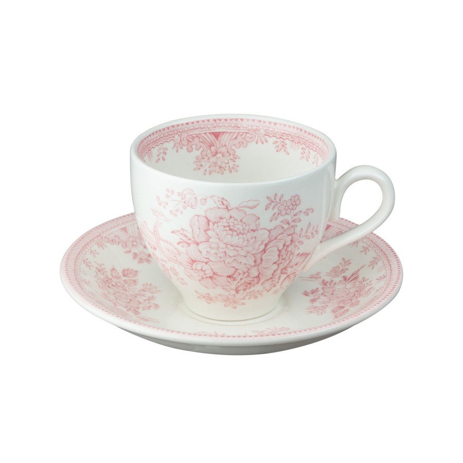 Teacups & Saucers Burleigh Pottery | Pink Asiatic Pheasants Teacup And Saucer