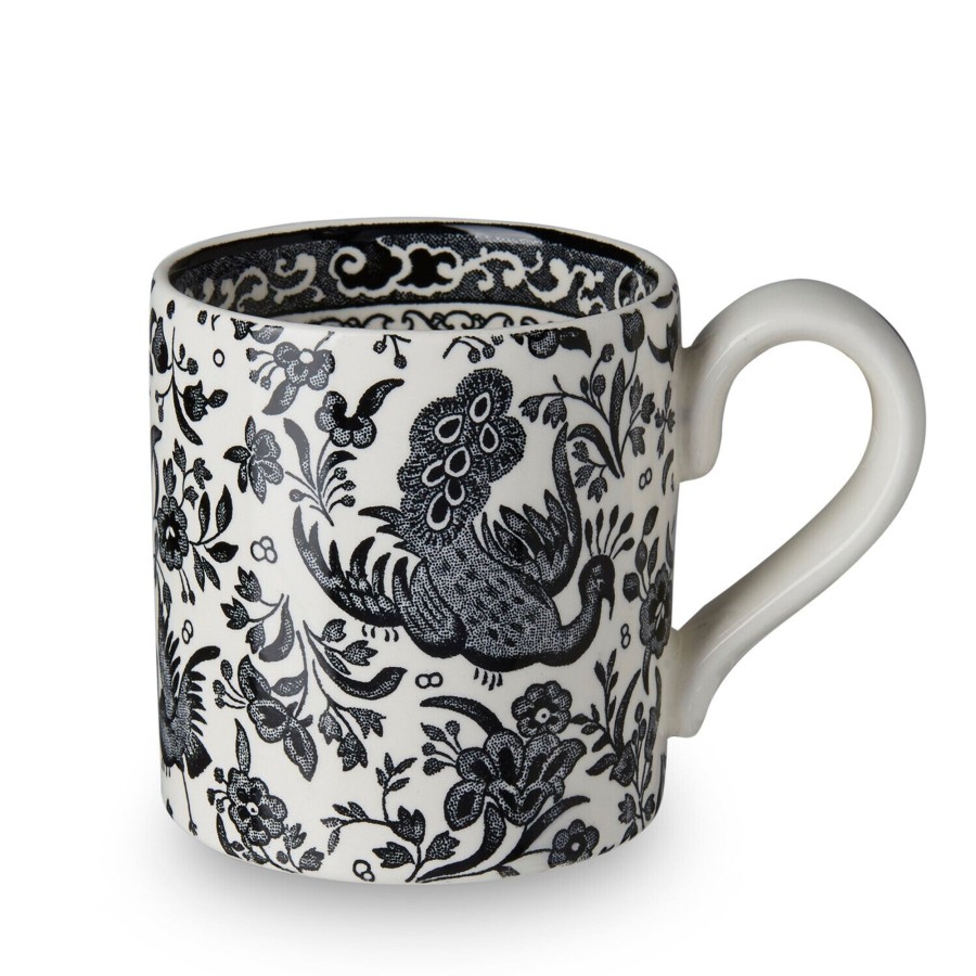 Mugs Burleigh Pottery | Black Regal Peacock Mug Half Pint 284Ml/0.5Pt, Gift Boxed