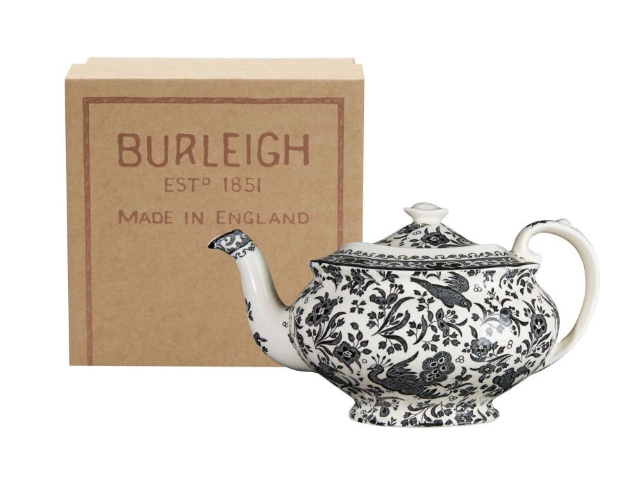 Teapots Burleigh Pottery | Black Regal Peacock Teapot 5 Cup Gift Box