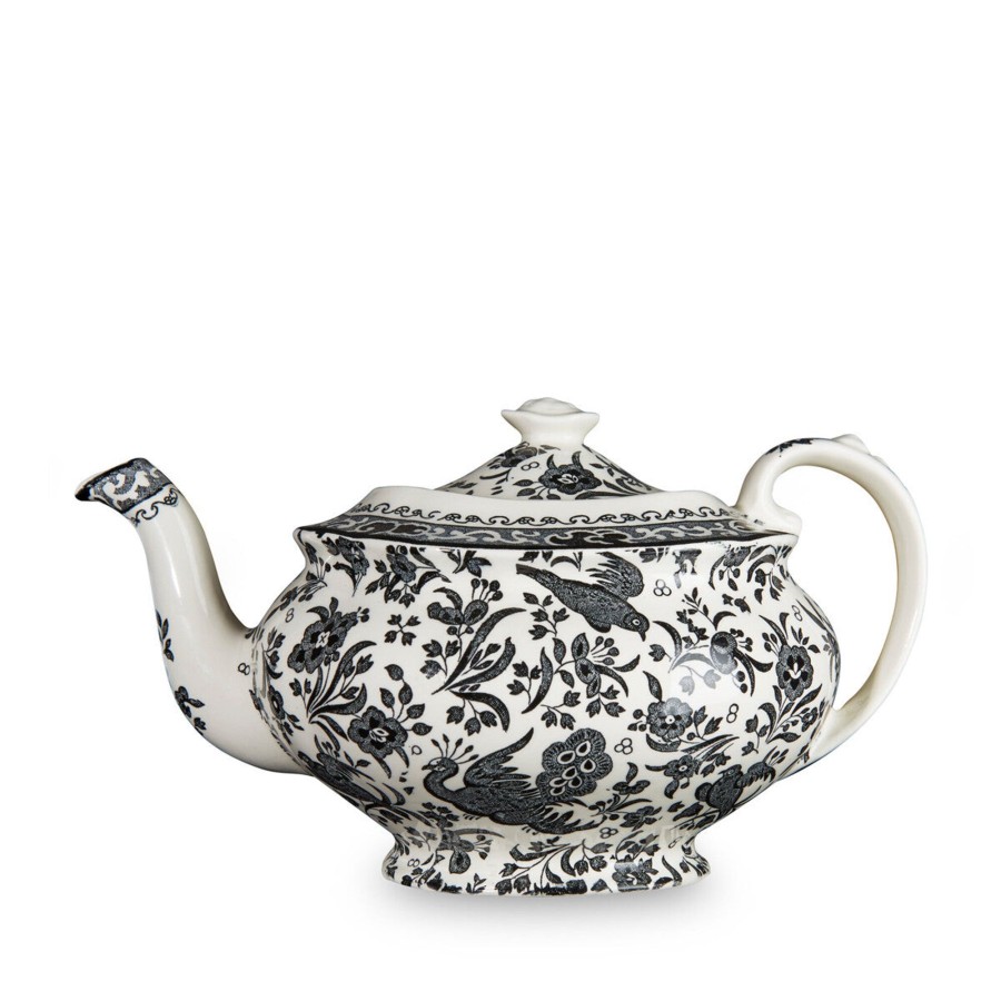 Teapots Burleigh Pottery | Black Regal Peacock Teapot 5 Cup Gift Box