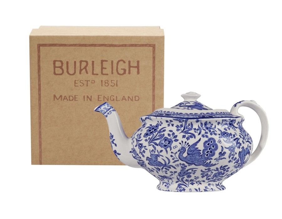 Teapots Burleigh Pottery | Blue Regal Peacock Teapot 5 Cup Gift Box