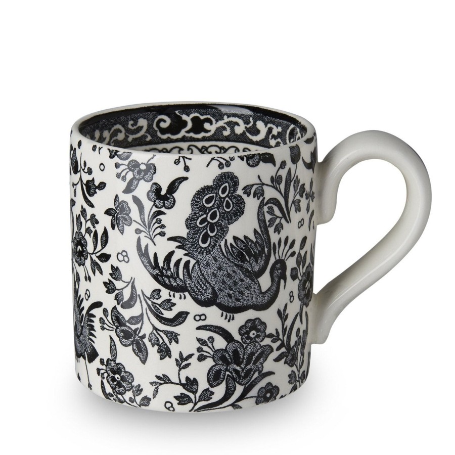 Mugs Burleigh Pottery | Black Regal Peacock Half Pint Mug 284Ml/0.5Pt