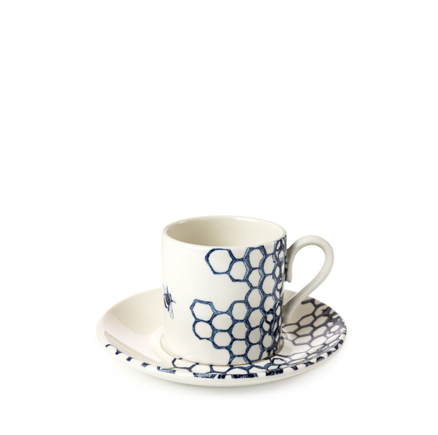 Coffee Cups & Saucers Burleigh Pottery | Ink Blue Pollen Coffee Can And Saucer