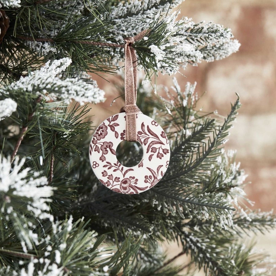 Christmas Decorations Burleigh Pottery | Burgundy Regal Peacock Kiln Ring Decoration (Gift Box)