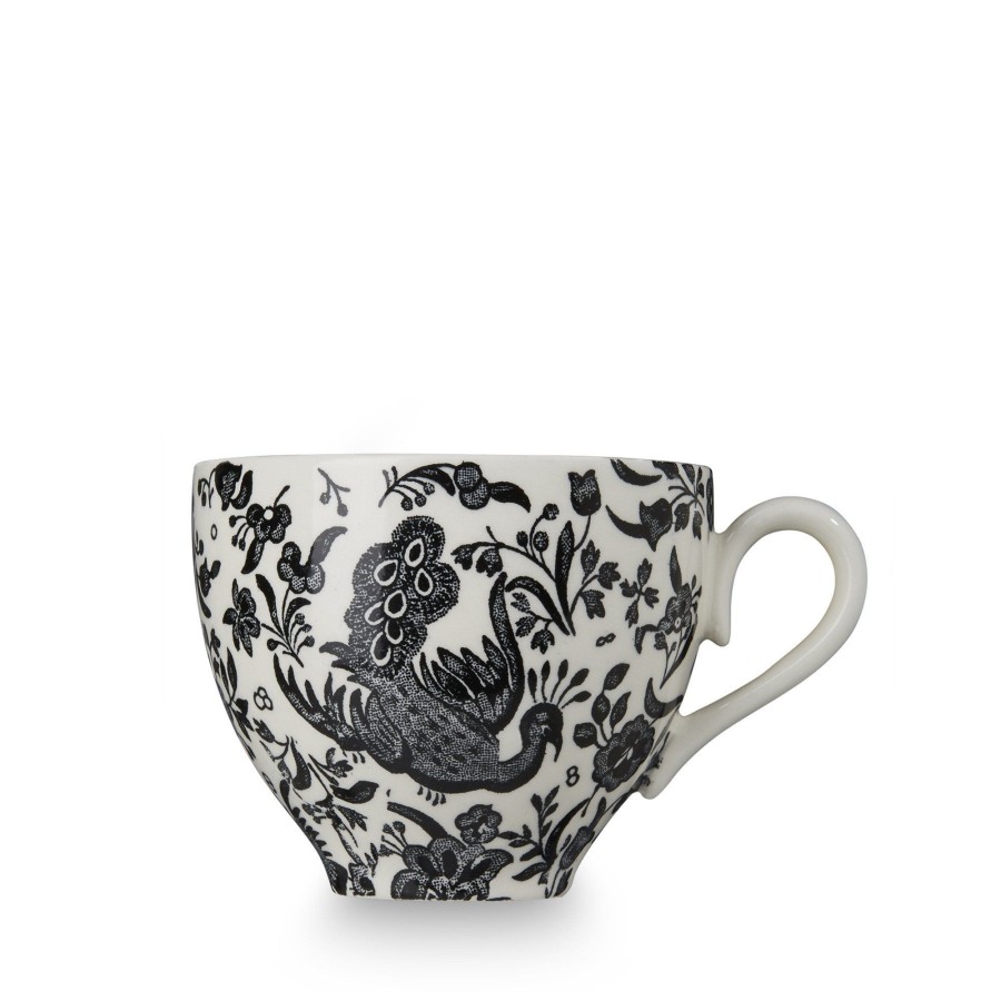 Teacups & Saucers Burleigh Pottery | Black Regal Peacock Teacup 187Ml/0.33Pt