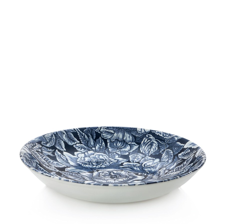 Bowls Burleigh Pottery | Ink Blue Hibiscus Pasta Bowl 23Cm