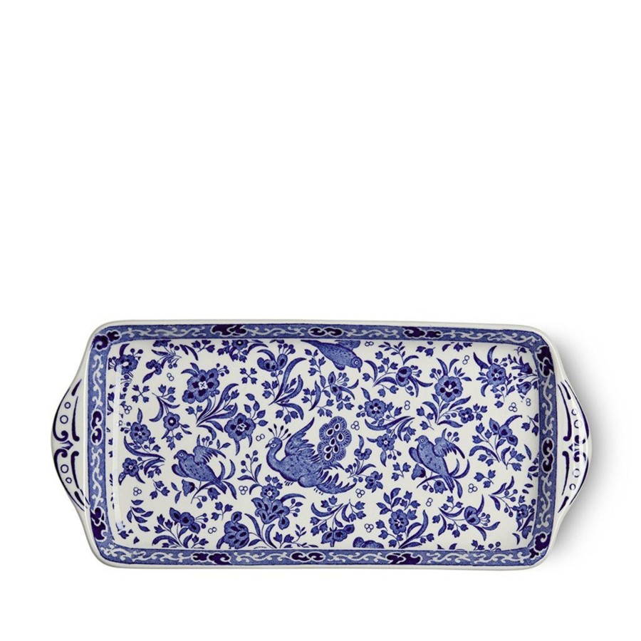 Serving Burleigh Pottery | Blue Regal Peacock Rectangular Tray 28Cm/11"